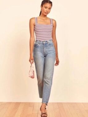 Reformation Canyon Ribbed Knit Tank Top Striped Multicolor Size Medium EUC